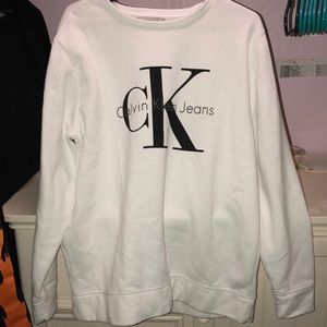 White Calvin Klein crew neck